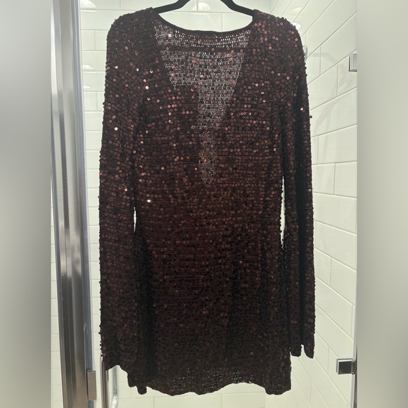Monday Swimwear Chocolate Sequin Long Sleeve Dress - Picture 3 of 4